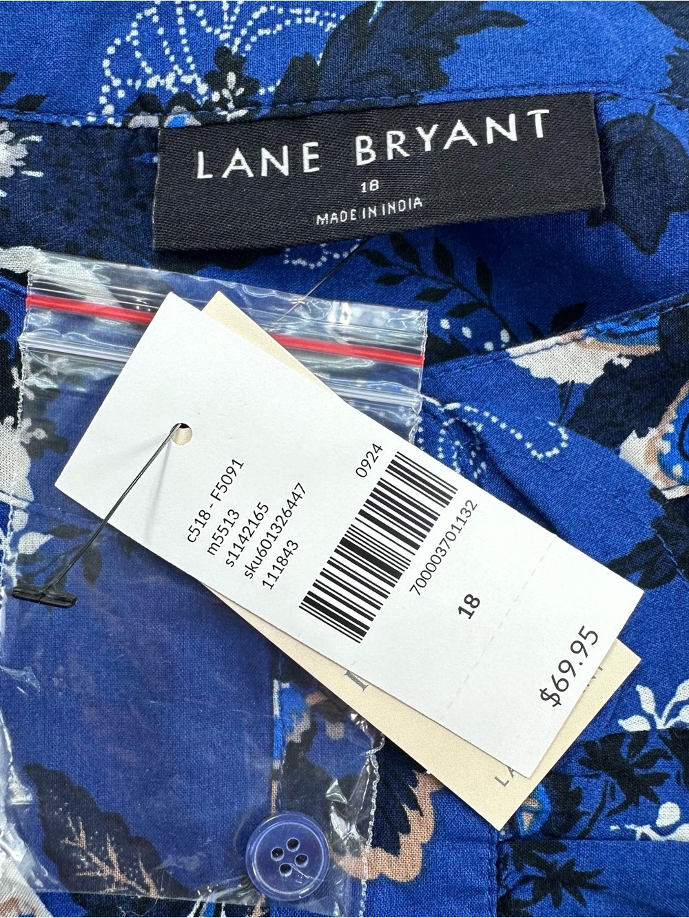 Lane Bryant Royal Blue Floral Button-Up Blouse - Picture 4 of 9
